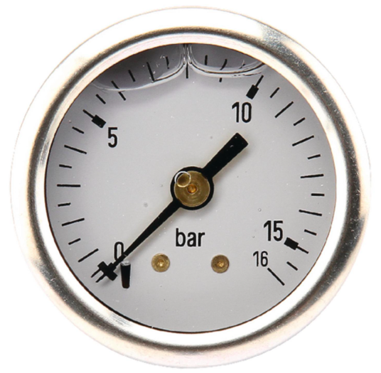 Manometer met achter aansluiting 40 mm, gevuld met glycerine, 1/8" BSP