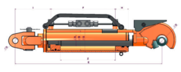 Topstang cilinder voor 3-punts ophanging 90x50x250 met gestuurde terugslagklep + vanghaak