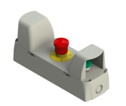 Tweehandbediening met noodstop