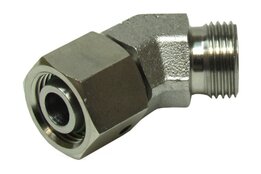 RVS kniekoppeling instelbaar 45° 22L (M30x2) met o-ring