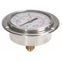 Manometer met achter aansluiting 63 mm, inbouw,  gevuld met glycerine, 1/4