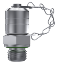 RVS minimess koppeling 3/8'' BSP male met metalen afdekkap