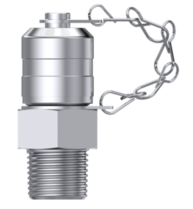 RVS minimess koppeling 1/8'' NPT male met metalen afdekkap