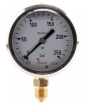 Manometer aansluiting onder 63mm rvs gevuld met glycerine 0-40 bar