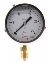 Manometer aansluiting onder 63mm rvs gevuld met glycerine 0-6 bar