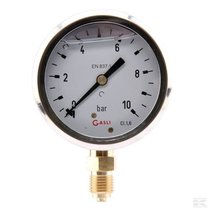 Manometer aansluiting onder 63mm rvs gevuld met glycerine 0-10 bar