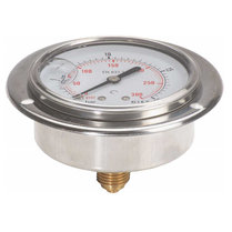 Manometer met achter aansluiting 63 mm, inbouw,  gevuld met glycerine, 1/4