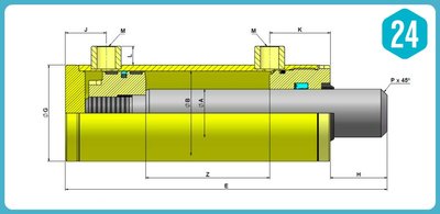 Dubbelwerkende cilinder 40x25x1000 zonder bevestiging
