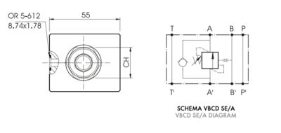 Enkelwerkende balanceerklep VBCD SE/A NG6 CETOP 3