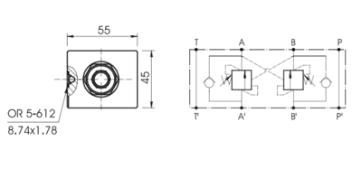 Dubbelwerkende balanceerklep VBCD DE NG6 CETOP 3
