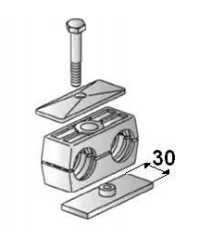Versterkte RVS buisklem dubbel compleet 6 mm