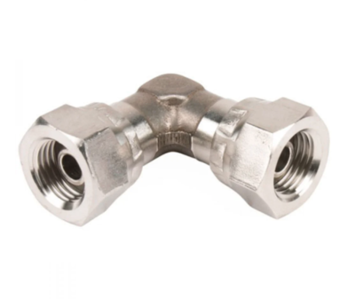 RVS 90º kniekoppeling wartel 3/8
