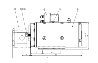 4,0 kW, 24V, motor/pomp combinatie met 5,5cc pomp