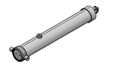 4 traps enkelwerkende telescoopcilinder, Ø80-129mm, slag 4370mm, 200 bar met gelenkoog