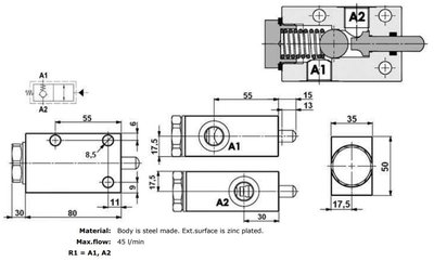 Enkelwerkend eindslagventiel 1/4'' BSP