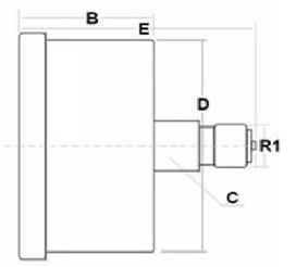 Manometer met achter aansluiting 63 mm, gevuld met glycerine, 1/4
