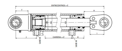 Hydrauliekcilinder 40x25x500 dubbelwerkend met gelenkogen