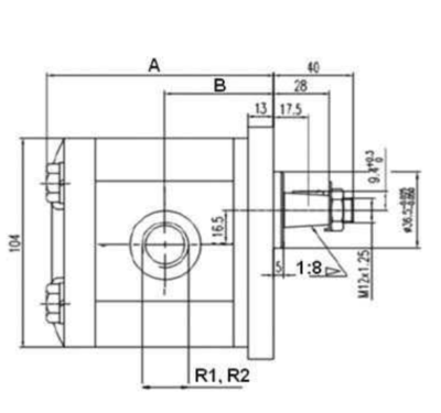 Hydrauliek tandwielpomp 4cc groep 2 conische as 1:8