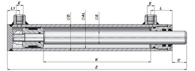 Dubbelwerkende cilinder 32x20x300 zonder bevestiging
