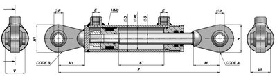 Dubbelwerkende cilinder 63x40x500mm met kogelgewricht