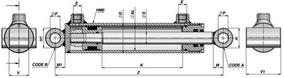 Dubbelwerkende cilinder 40x25x200 met brede bevestiging