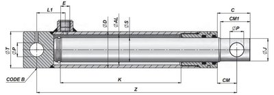Enkelwerkende cilinder 40x30x300 met oog