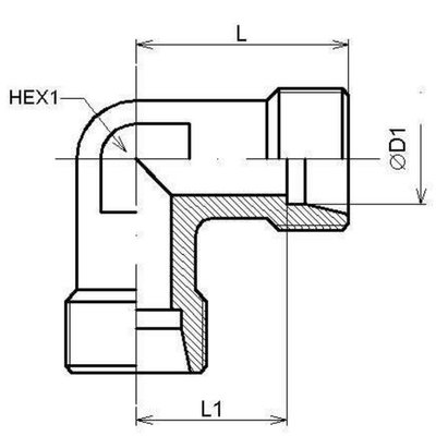 Kniekoppeling haaks 90° 12 L (M18x1,5)