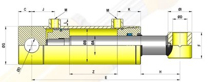 Dubbelwerkende cilinder 60x30x800 met bevestiging