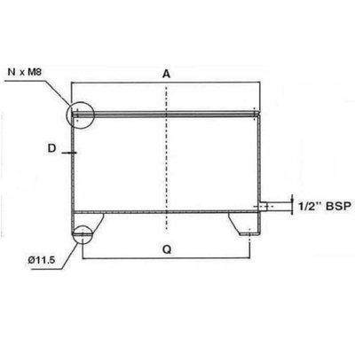 Stalen hydrauliektank CF met deksel 14 liter