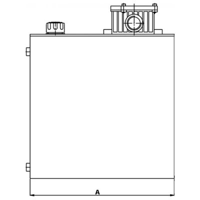 Stalen hydrauliektank KVT met zuigaansluiting en retourfilter 30 liter