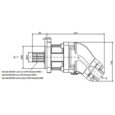 PTO Plunjerpomp links 30cc, 35 mm spline as