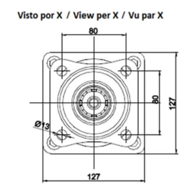 PTO Plunjerpomp links 113cc, 35 mm spline as