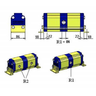 Verdeelmotor, 2 voudig, 16,8-35 l/min