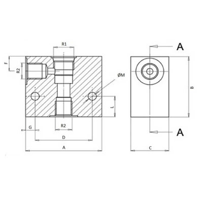 2/2 hydrauliek klep NC double lock, 3/8