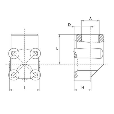 Pompflens haaks, 4 gaats 3/8'' BSP (30mm)