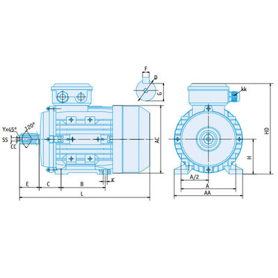 IE2 Elektromotor 5,5 kW, 230/400 Volt Voetflensbevestiging B3-B5, 1000 RPM