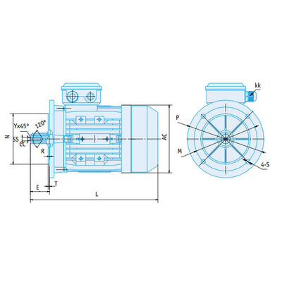 IE2 Elektromotor 5,5 kW, 230/400 Volt Voetflensbevestiging B3-B5, 1000 RPM