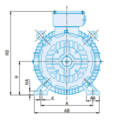 IE2 Elektromotor 55 kW, 230/400 Volt Voetflensbevestiging B3-B5, 1000 RPM