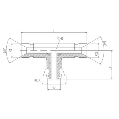 Instelbare T-adapter 3/4