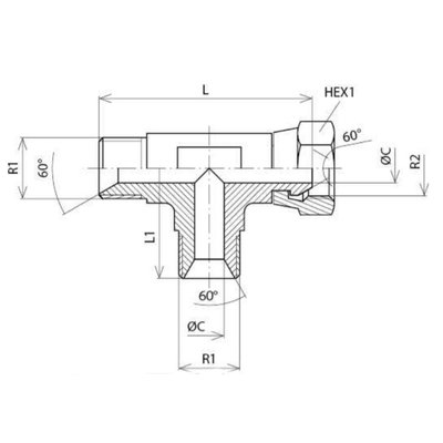 Instelbare T-adapter 3/4