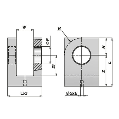 HM5 lasbare vork met binnendiameter 16,20 mm voor cilinder met boring Ø32 mm en Ø40 mm