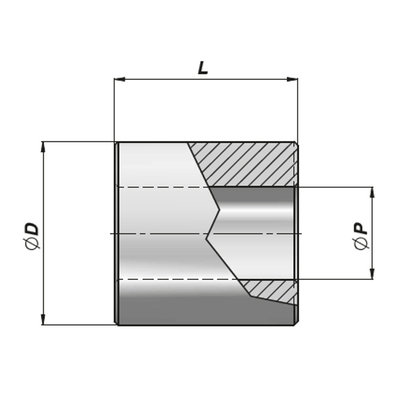 HM2 bevestigingsbus met binnendiameter 40,25 mm voor cilinder met boring Ø100 mm, lengte 130 mm