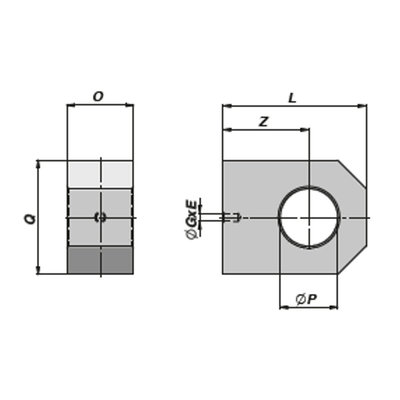 HM5 gaffel bevestiging met binnendiameter 30,25 mm voor cilinder met boring Ø80 mm
