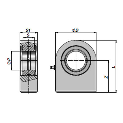 HMB gelenkoog met binnendiameter 40 mm voor cilinder met boring Ø100 mm (Duits model)