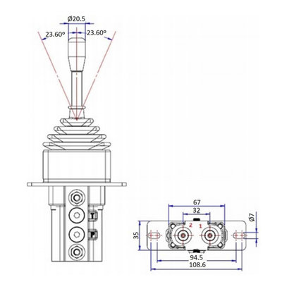 Hydraulische joystick zonder vergrendeling 5-20 L/min