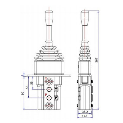 Hydraulische joystick zonder vergrendeling 5-20 L/min