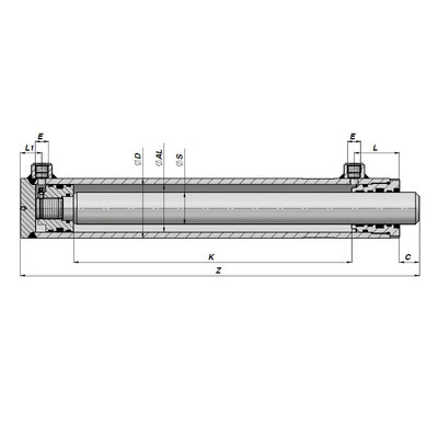 Dubbelwerkende hogedruk cilinder 70x40x1000 zonder bevestiging