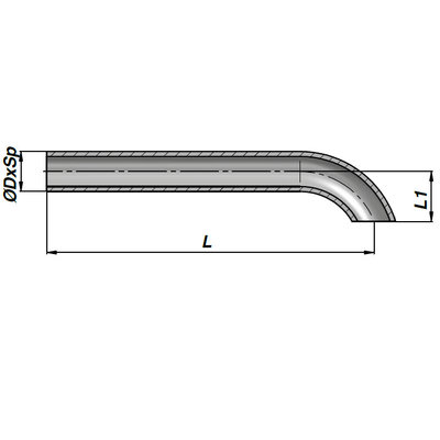 Lasbare hydrauliekleiding voor cilinder met buisdiameter 12 mm en lengte 300 mm