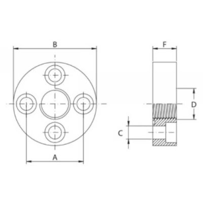 Pompflens recht 4 gaats 3/8'' BSP (30mm)