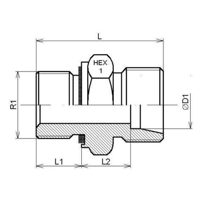 M12x1,5 - 6S (M14x1,5) male inschroefkoppeling